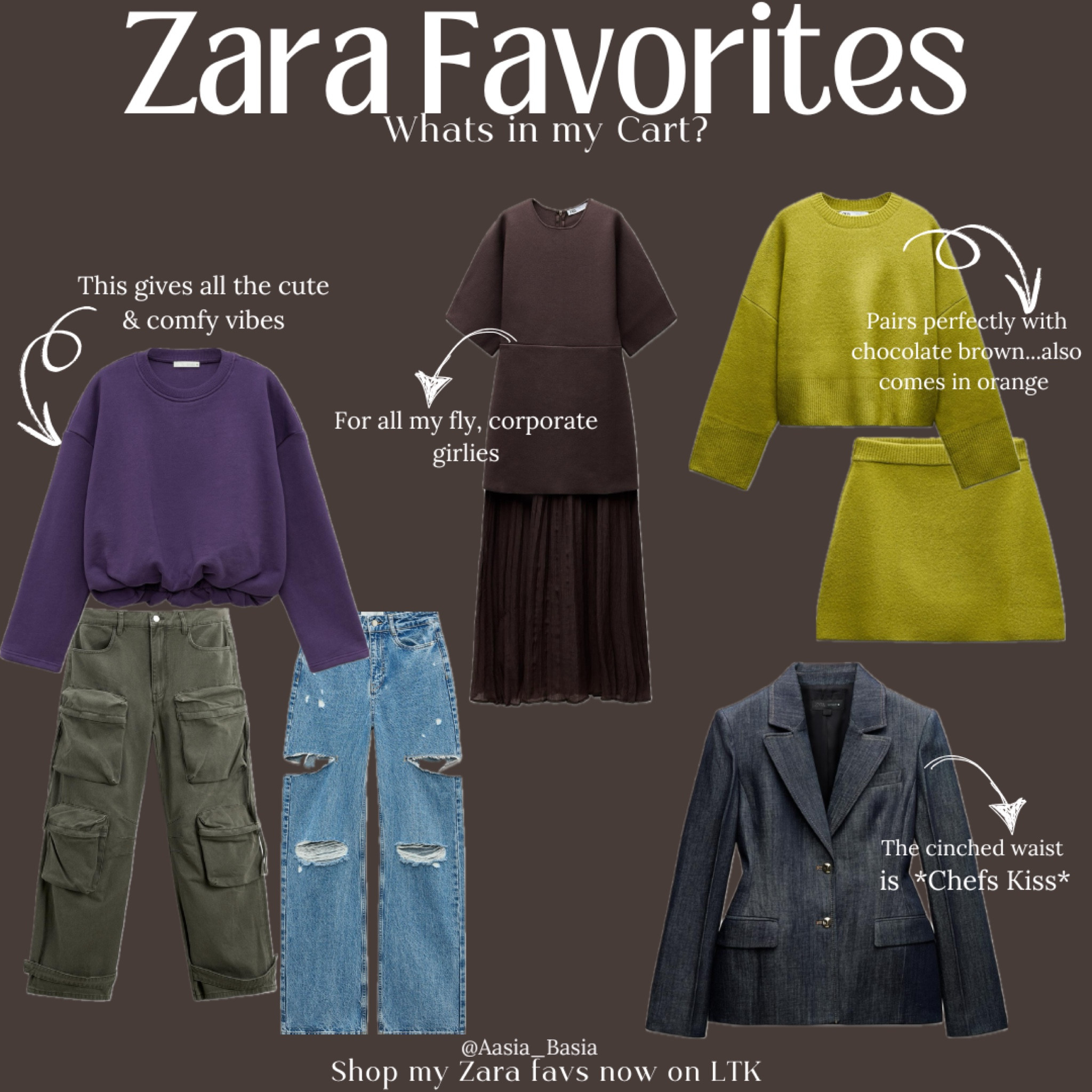 My Zara Cart! 
Something for everyone, work wear, brunch outfit, cute and casual 

#LTKStyleTip #LTKFindsUnder100 #LTKWorkwear