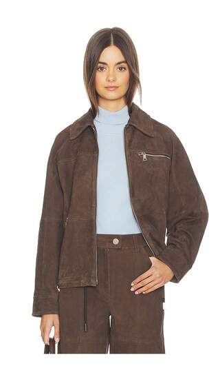 ALIGNE Alex Suede Bomber Jacket in Brown. Size XS. Also in L, M, S, XL. | Revolve Clothing (Global)