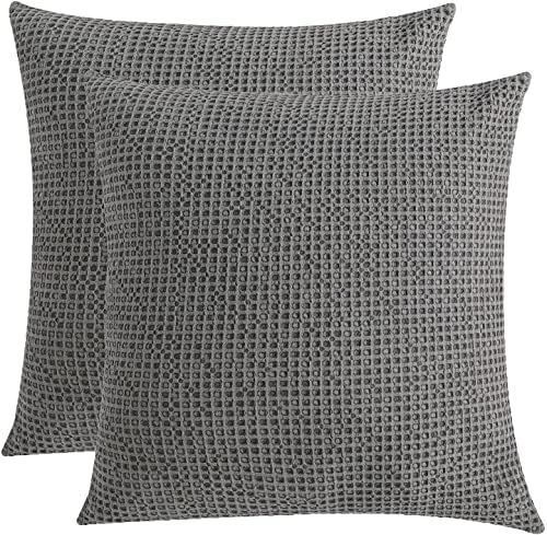 Cocoploceus Waffle Weave Euro Shams Set of 2 Euro Throw Pillow Covers 26"x26",Large Soft Comfortable | Amazon (US)