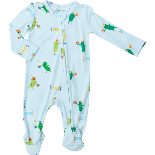 Pickleball Print 2-Way Zipper Footie, Blue | Maisonette