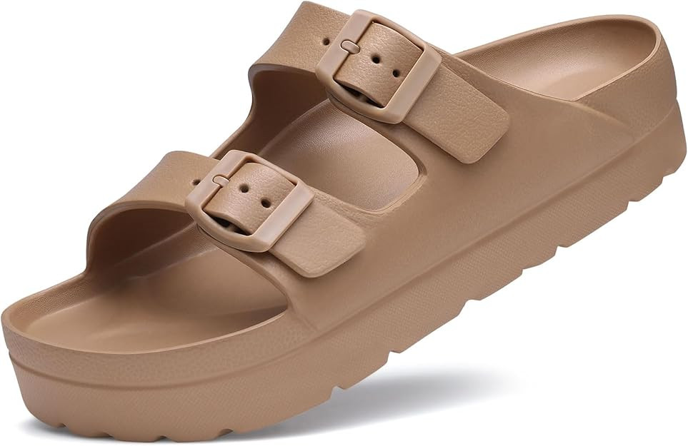 Women's Platform Sandals with Arch Support, Chunky Lightweight Foam Slip on Slides, Comfortable S... | Amazon (US)