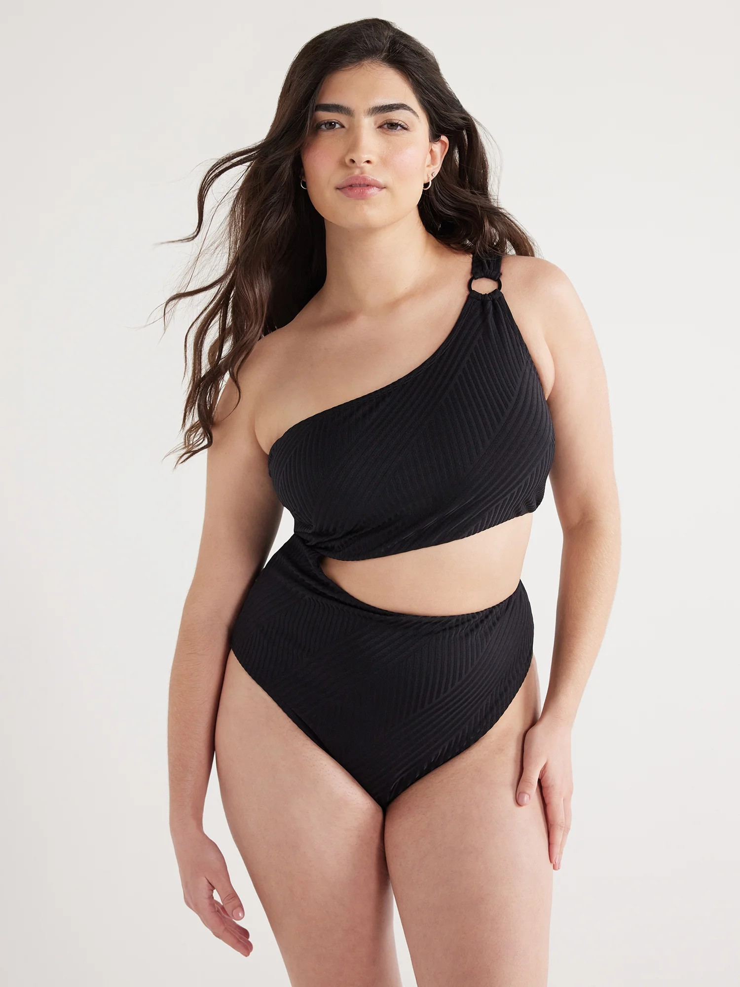 Jessica Simpson Women's Cutout One Shoulder One Piece Swimsuit, Sizes XS-XXL | Walmart (US)