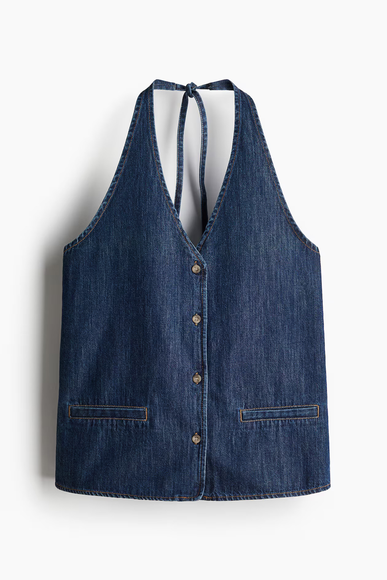 Halterneck denim waistcoat | H&M (UK, MY, IN, SG, PH, TW, HK)