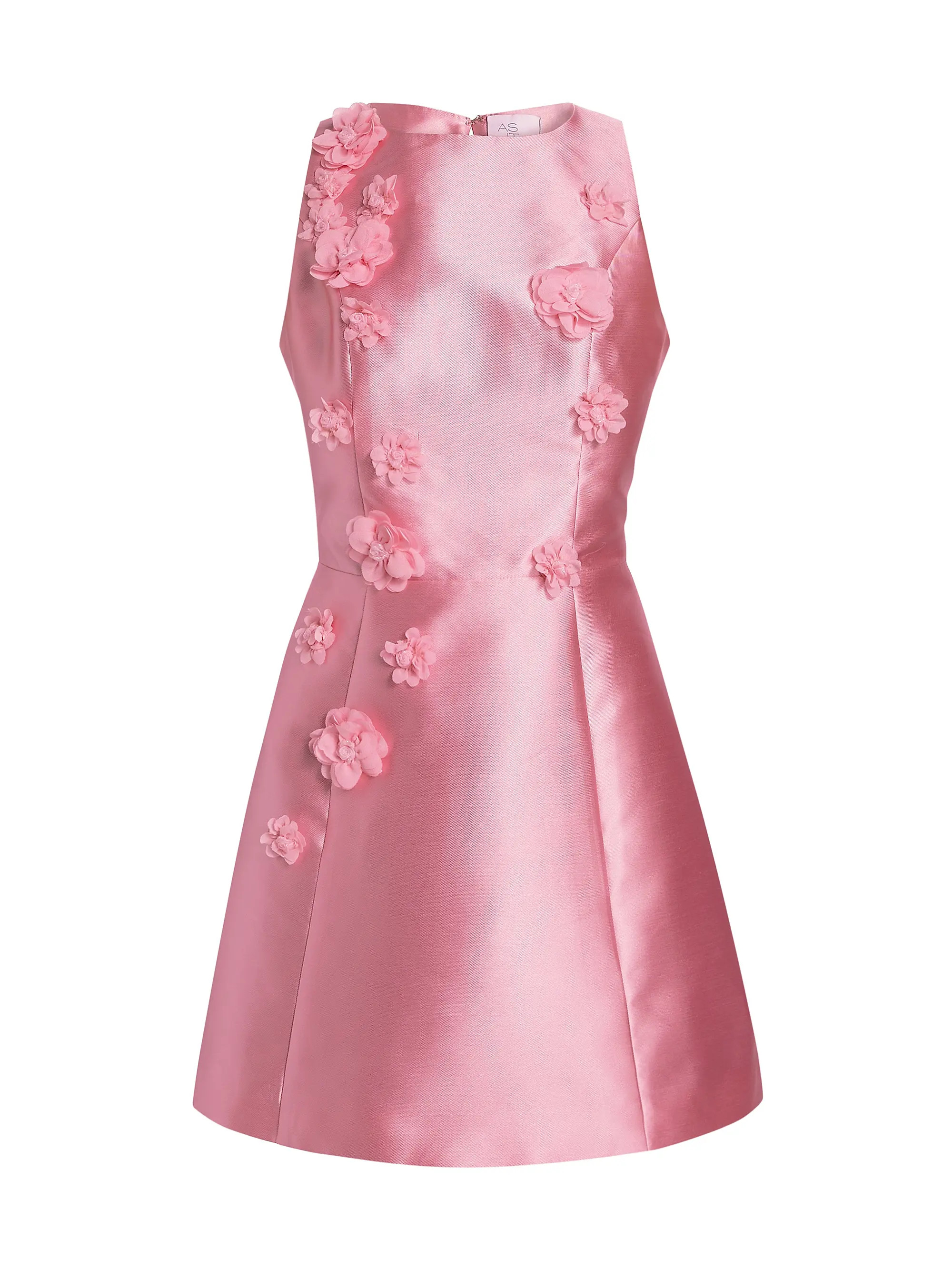 Aveline Satin Floral Appliqué Minidress | Saks Fifth Avenue