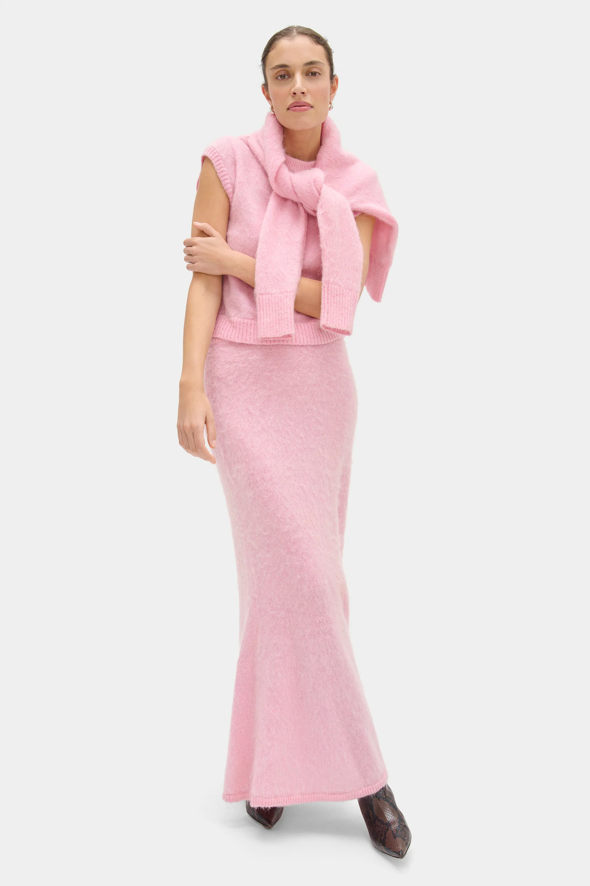 ALIGNE Mohair Knitted Skirt - Pink | Hattie | ALIGNE USA