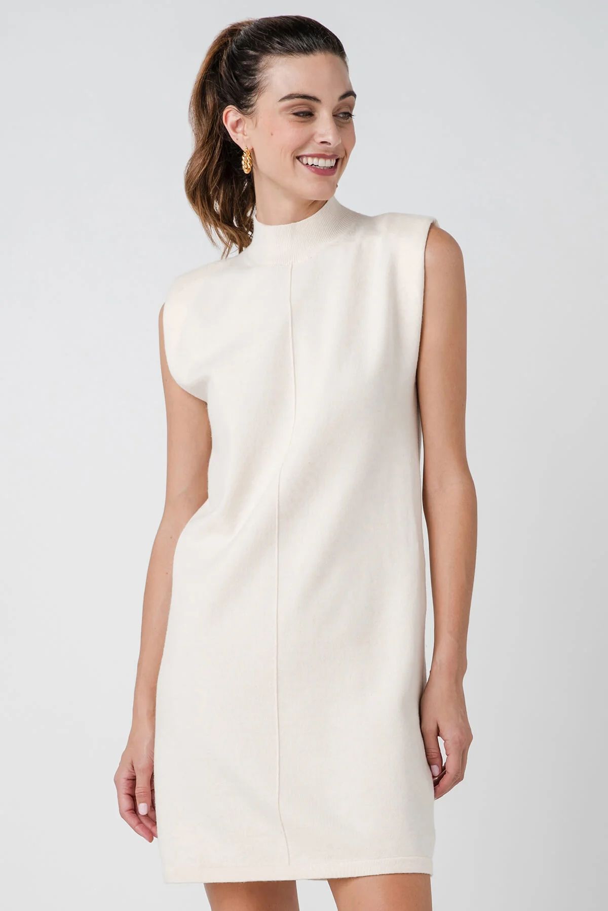 Skies Are Blue Mock Neck Sleeveless Knit Dress | Social Threads