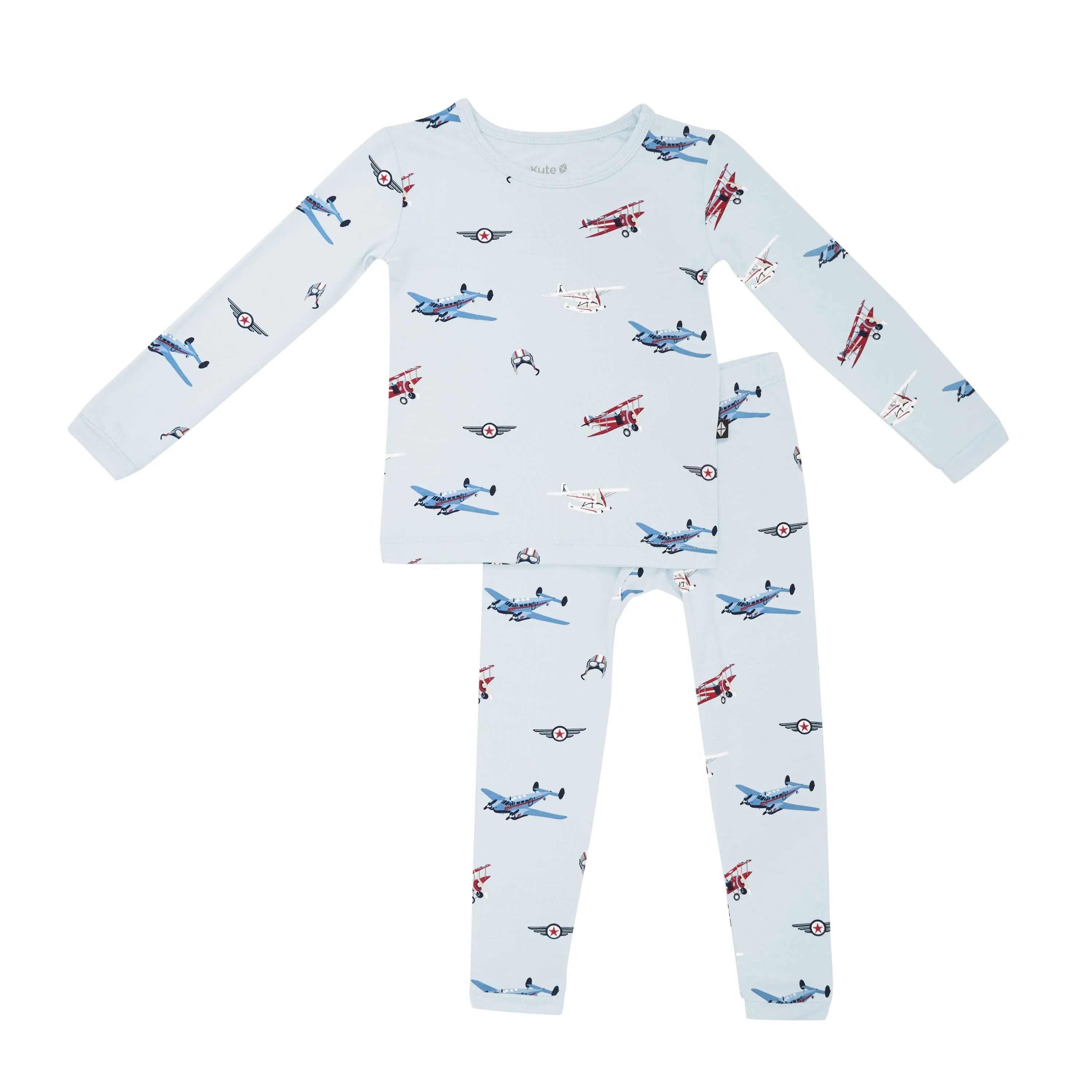 Long Sleeve Pajamas in Vintage Planes | Kyte BABY