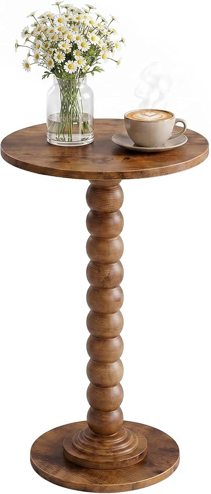 Round Side Table, Small Drink End Table, Solid Wood Leg Accent Nightstand | Amazon (US)