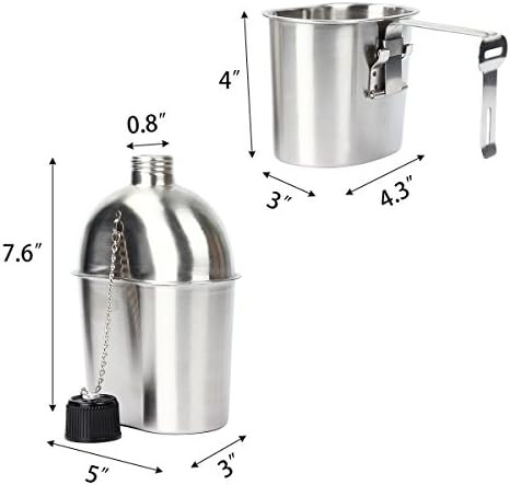 TargetEvo Stainless Steel Military Canteen 1QT Portable with 0.5QT Cup Green Cover Camping Hiking... | Amazon (US)