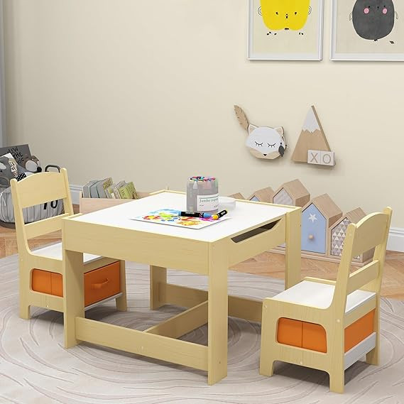 Costzon Kids Table and Chair Set, 3 in 1 Wooden Activity Table for Toddlers Arts, Crafts, Drawing... | Amazon (US)