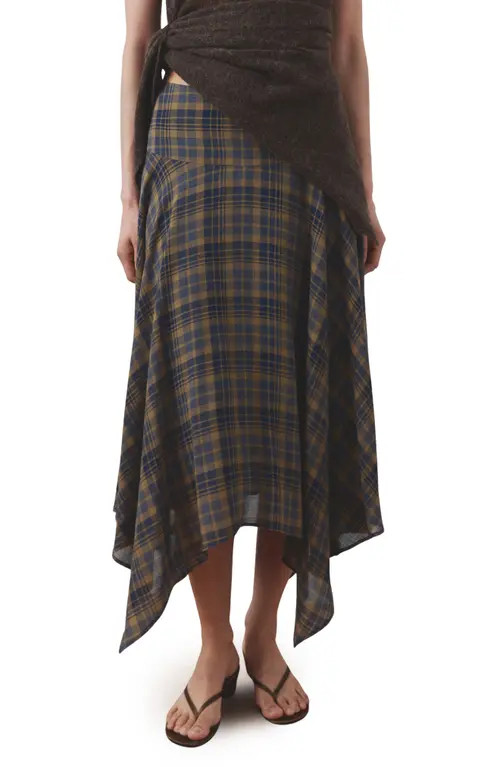 MANGO Falda Pika Check Midi Skirt in Brown at Nordstrom, Size 4 | Nordstrom