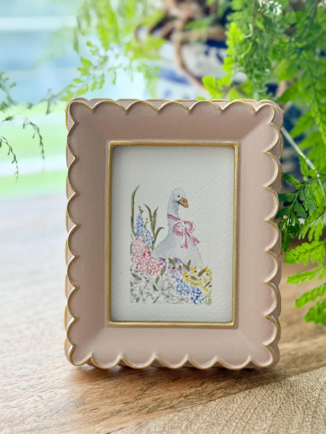 Mini Goose With Bow Watercolor Painting, Framed Hand Painted, Nursery Shelf Decor, Bow Coquette D... | Etsy (US)