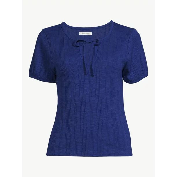 Free Assembly Women's Tie Neck Top with Puff Sleeves | Walmart (US)