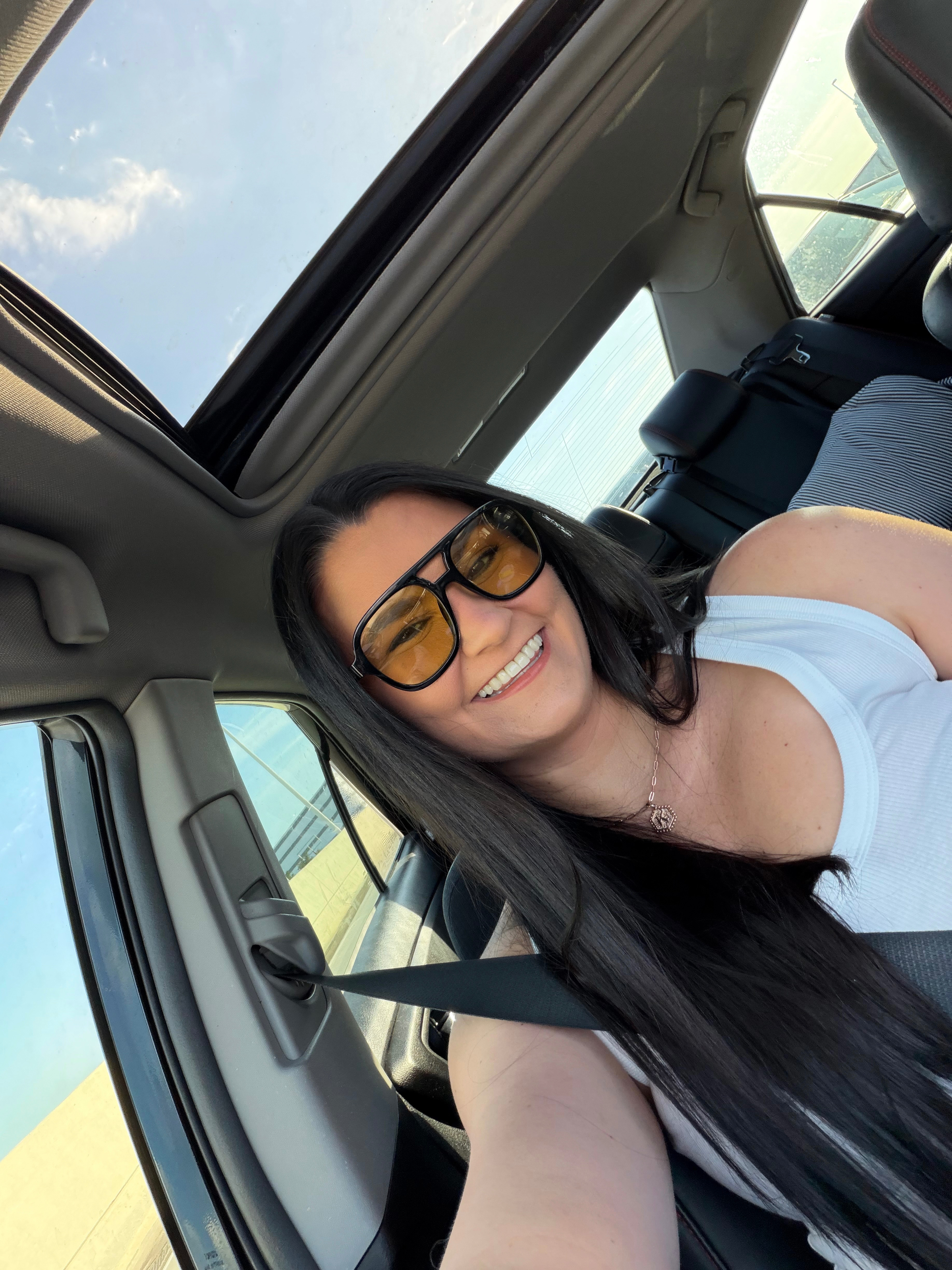 yellow lens sunglasses, oversized aviator sunglasses, retro sunglasses, square sunglasses, black frame sunglasses, white tank outfit, casual car selfie outfit, everyday sunglasses, statement sunglasses, summer sunglasses, road trip outfit, casual summer outfit, simple white tank, effortless casual outfit, sporty sunglasses, vacation sunglasses, weekend outfit accessories 

 #LTKootd