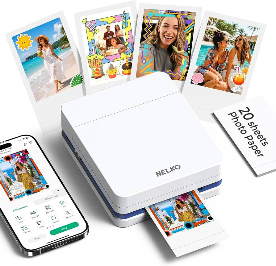 Nelko PP01 Photo Printer, 2x3 Portable Photo Printer, Mini Printer, White | Amazon (US)