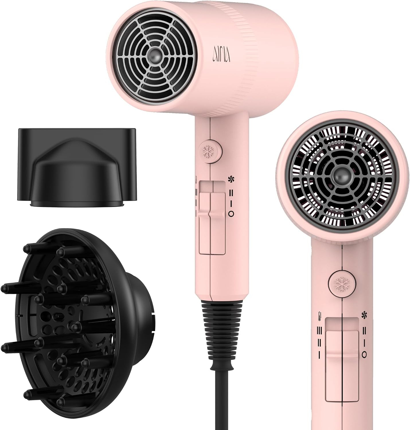AINA Diffuser Hair Dryer Full-Featured Blow Dryer 110V/1600W(Babe Pink) | Amazon (US)