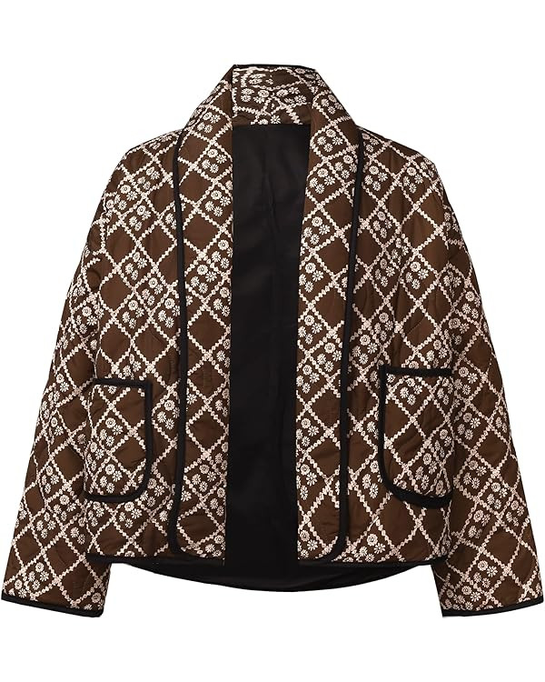 Womens Lightweight Quilted Puffer Jacket Leopard Print Oversized Long Sleeve Packable Short Down ... | Amazon (US)