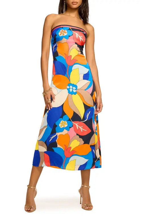 Ramy Brook Isley Floral Strapless Dress in Navy Hibiscus at Nordstrom, Size 0 | Nordstrom