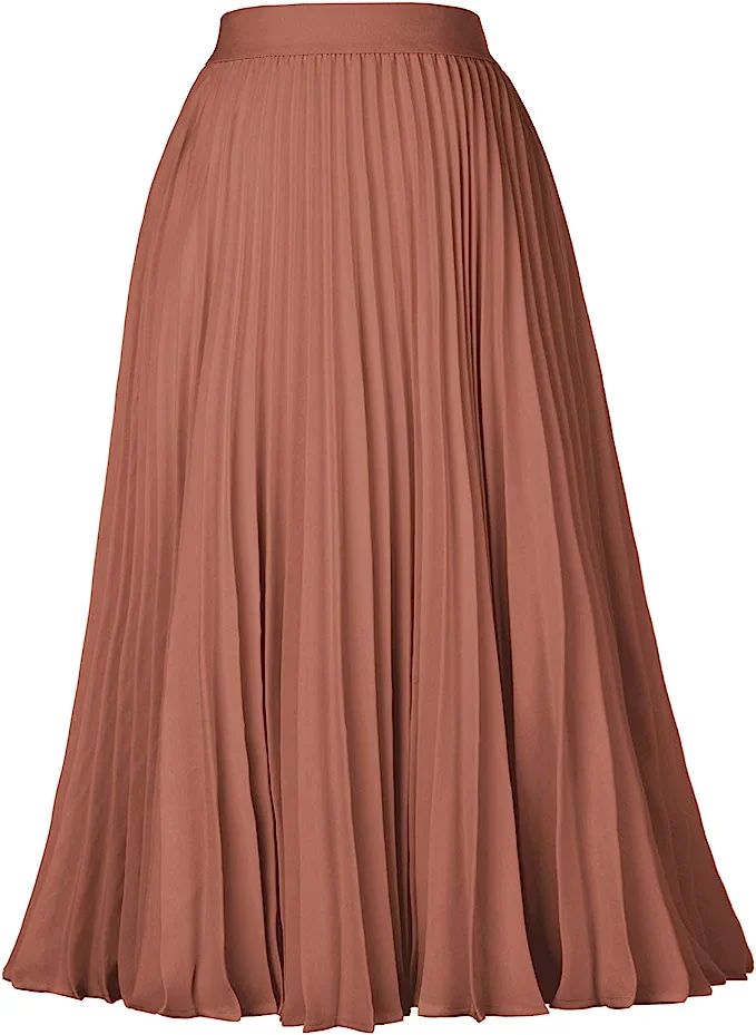 Casual Basic Flared Swing Skirt Tea Length Brown Size M KK659-5 at Amazon Women’s Clothing stor... | Amazon (US)