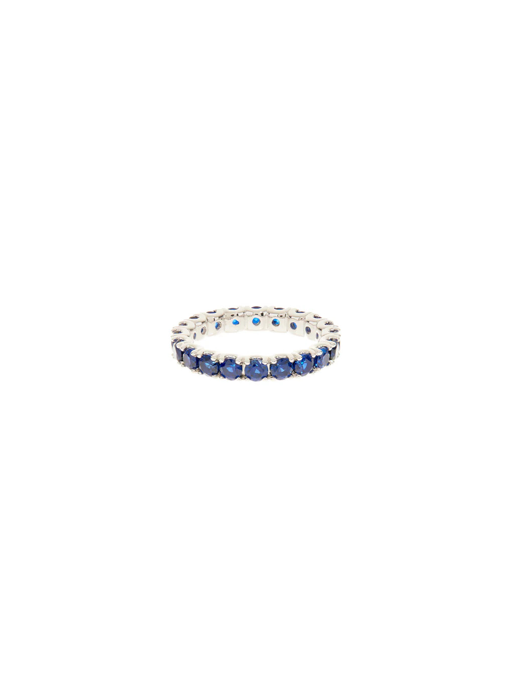 ROUND CUT ETERNITY BAND, LAB BLUE SAPPHIRE, SILVER | Dorsey