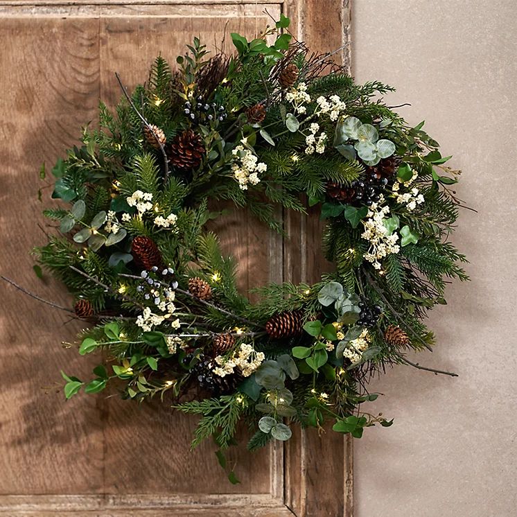 Pre Lit Ultimate Pinecone Wreath – 60cm | The White Company (UK)