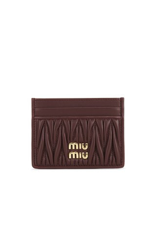 Miu Miu Matelasse Card Holder in Burgundy | FWRD 