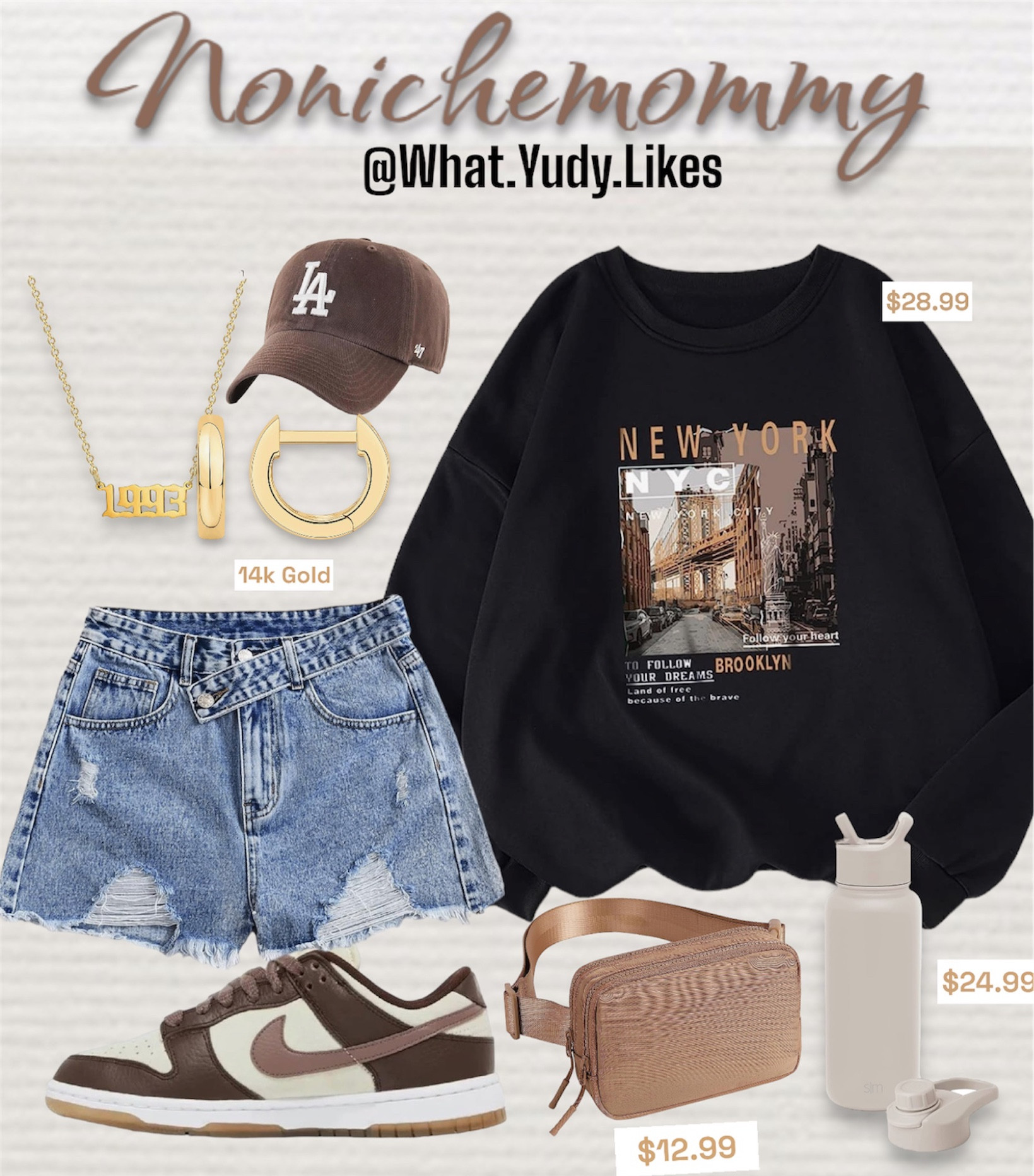 OOTD :NYC sweatshirt $28.99+Simple modern water bottle $24.99+14kGold plated earrings $12.95+ Crossbody belt bag $12.99 Shop LTK Catalog 
Bye Besties 💕

#LTKFind #LTKstyletip #LTKshoecrush