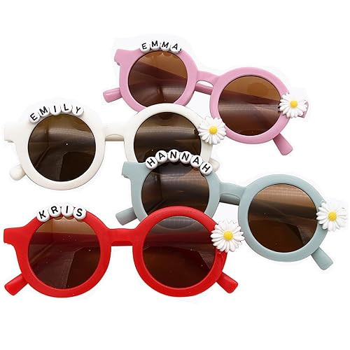 Custom Name Sunglasses Girl Round Letter Beads Cute Glasses Protection Outdoor for kid Gifts Eyew... | Amazon (US)