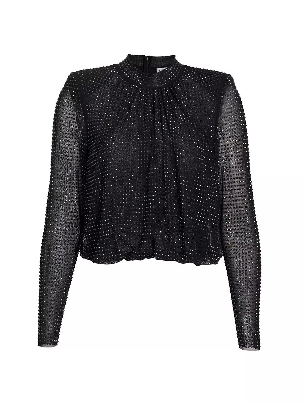 Studded Rhinestone Mesh Top | Saks Fifth Avenue