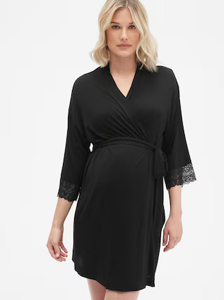 Maternity Lace Trim Robe in Modal | Gap (US)