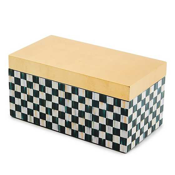Courtly Check Large Lacquer Decorative Box with Gold Hinged Lid | MacKenzie-Childs