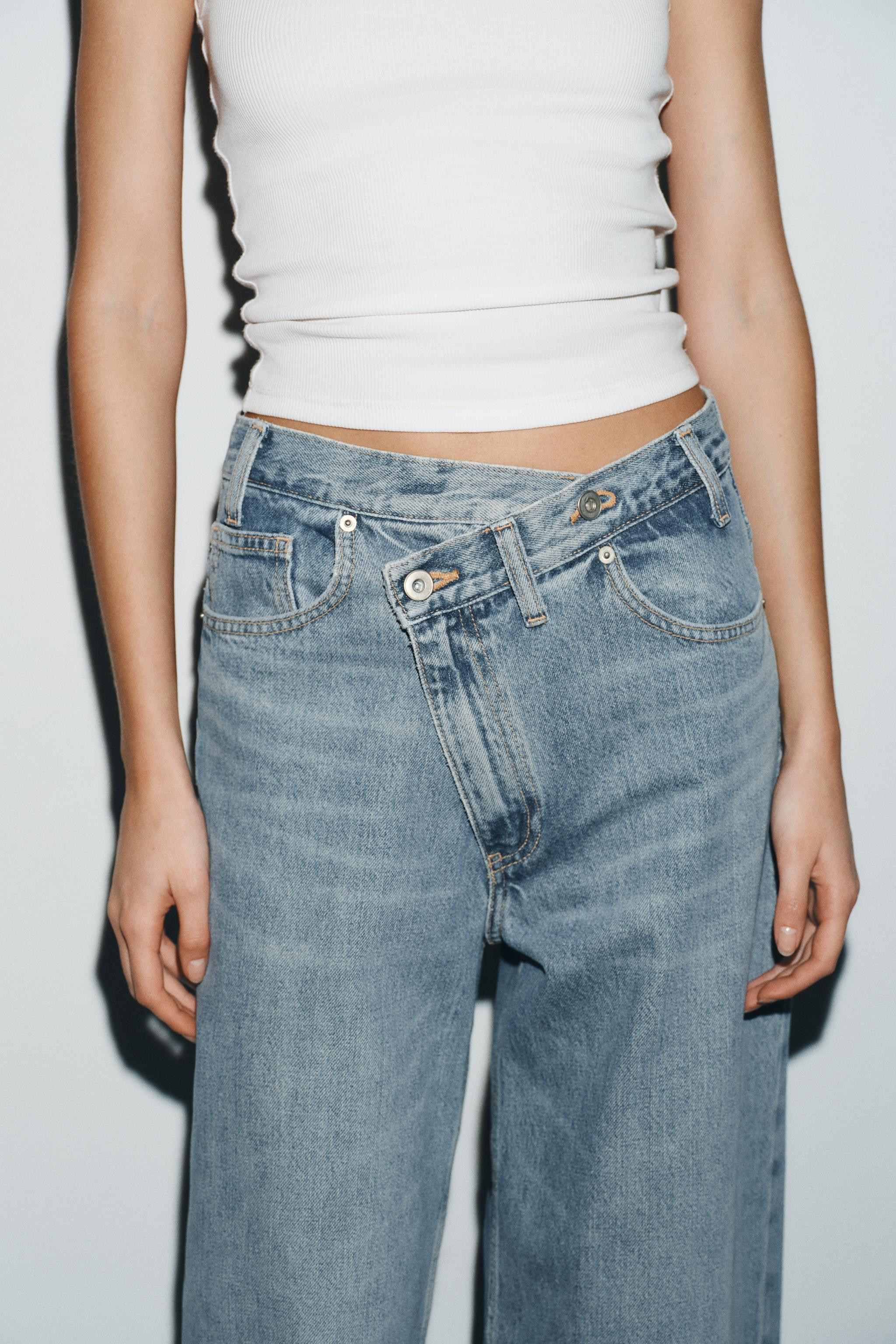 TRF WIDE-LEG HIGH-WAIST JEANS WITH CROSSOVER WAIST | Zara UK