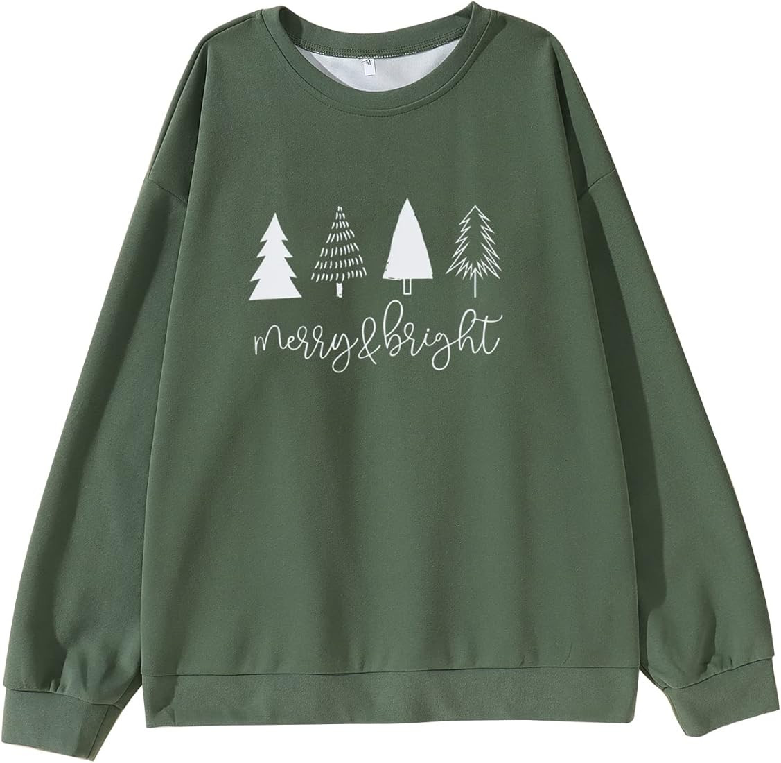 Women Christmas Sweatshirt Merry and Bright Christmas Tree Graphic Crewneck Long Sleeve Casual Pu... | Amazon (US)