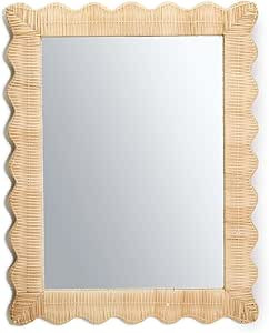 Two's Company 30.5" Handmade Hanging Rattan Wall Mirror - Natural Wicker Weave Boho Coastal Decor | Amazon (US)