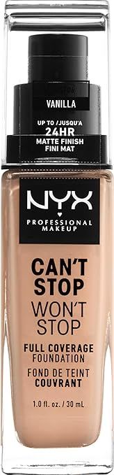 NYX PROFESSIONAL MAKEUP Can't Stop Won't Stop Full Coverage Foundation, Vanilla, 1 Fluid Ounce | Amazon (US)