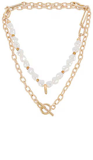 Pearl & Chain Layered Necklace in Gold | Revolve Clothing (Global)