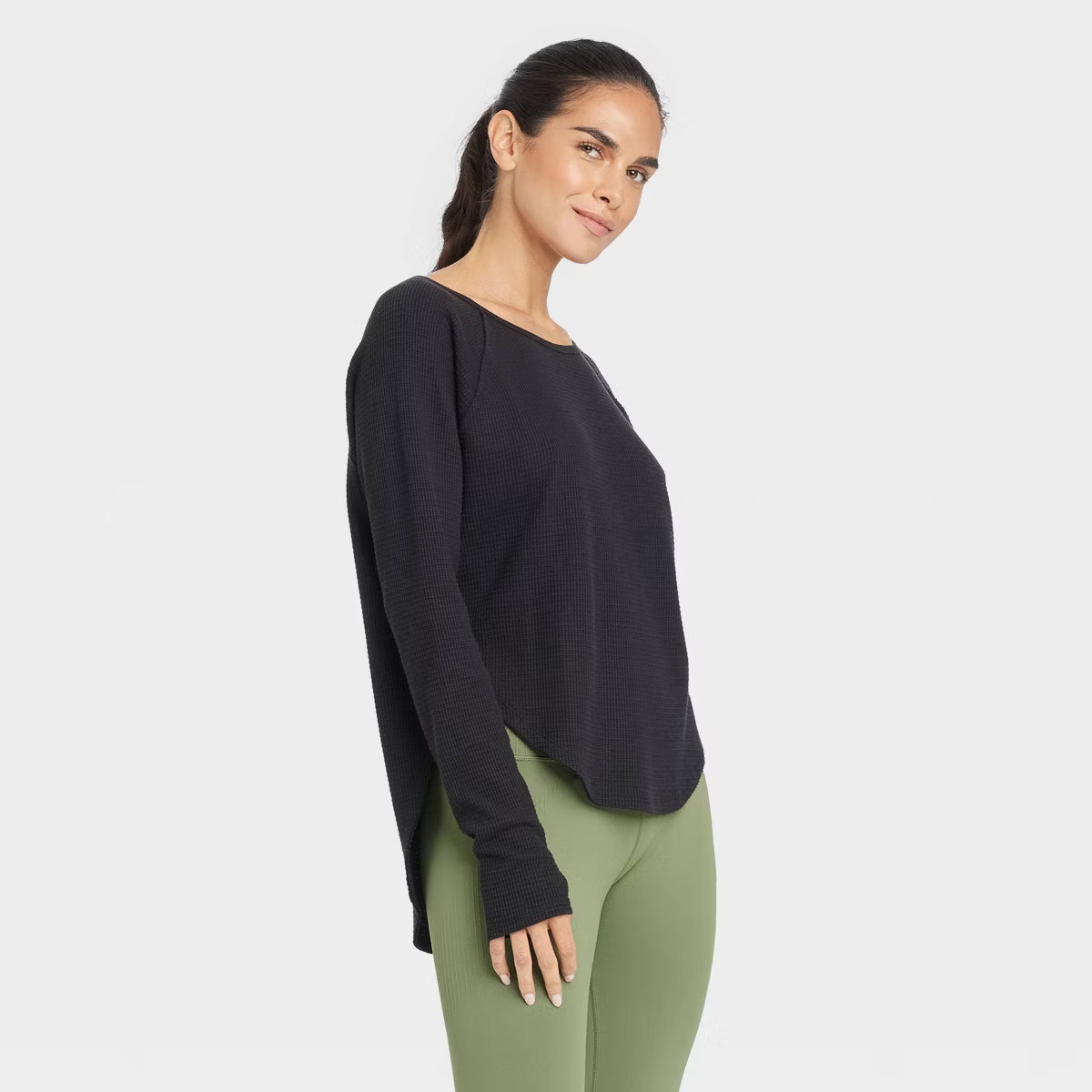 Women's Waffle Leggings-Friendly Long Sleeve Top - JoyLab™ Cream S | Target