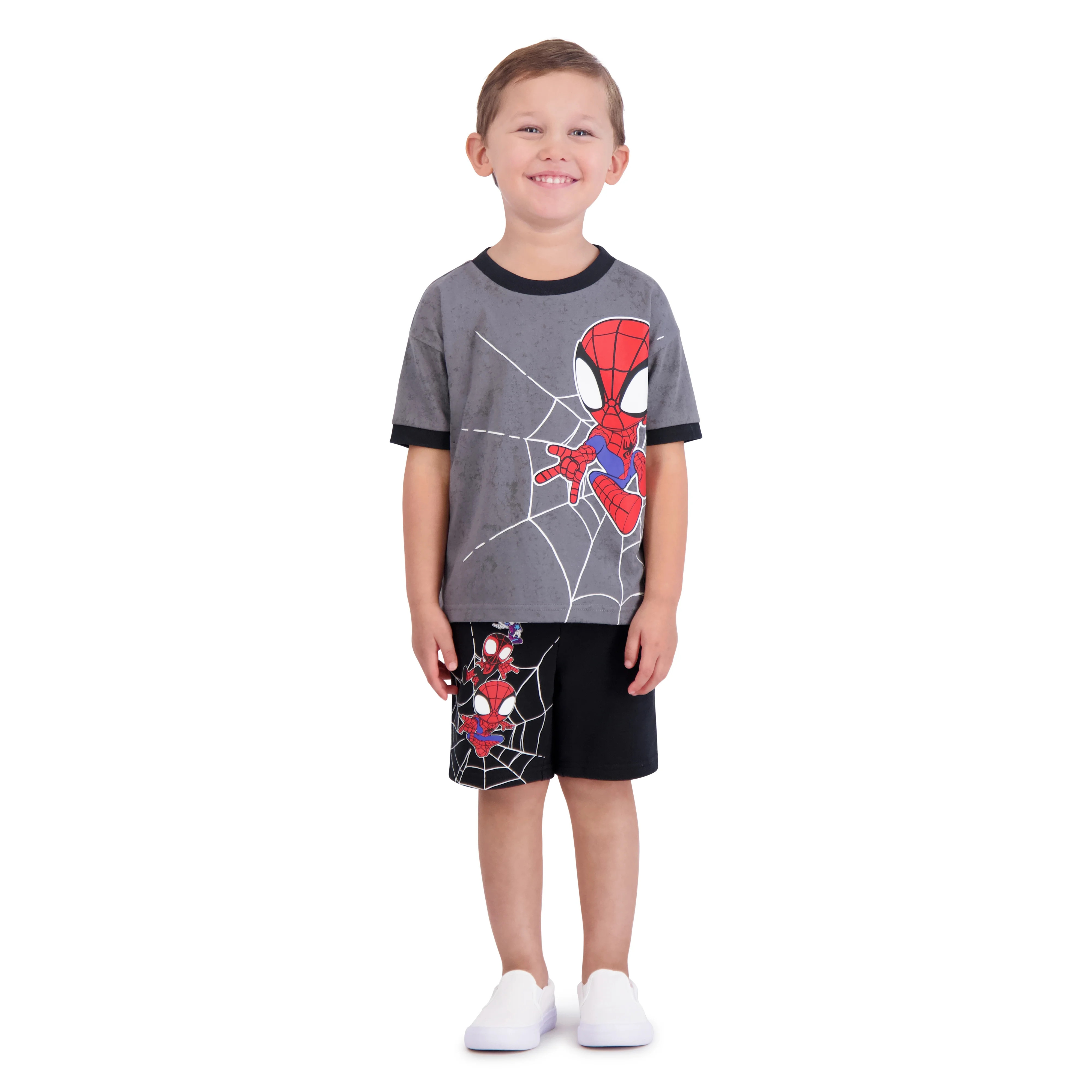 Spidey & Friends Toddler Boys Short Sleeve T-Shirt and Shorts Set, 2-Piece, Sizes 12M-5T | Walmart (US)