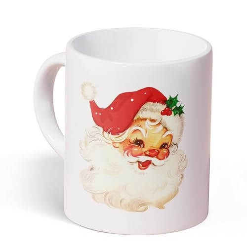 KEUSPI Vintage Santa Coffee Mugs - Ceramic Christmas Hot Cocoa Mugs, 11 oz (Red Santa) | Amazon (US)