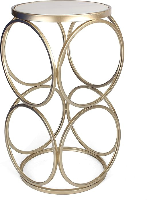Rutledge & King Round End Table - Gold End Table with Marble Top - Round Accent Table - Gold and ... | Amazon (US)
