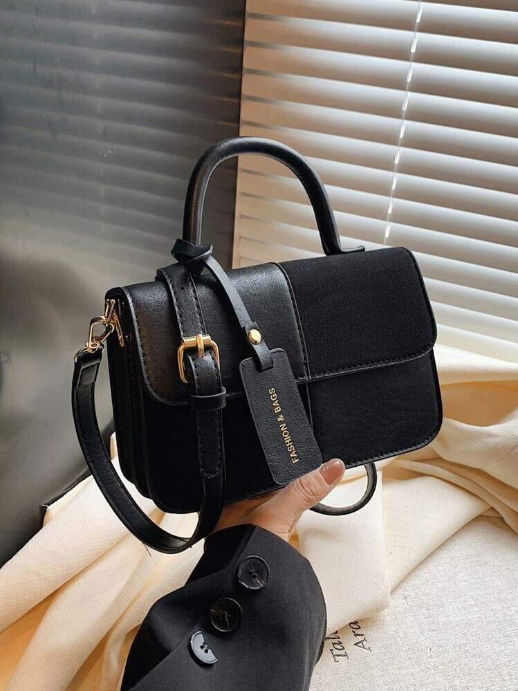 Winter New Fashion Classic Joker Women's Suede Bag, Stitching Fabric Design Burgundy Bag, Letter Pattern Decorative Design Handbag, Square Bag And Shoulder Bag Are All Suitable For Shopping. For Parties And Dates., Newest Fashionable Suede Bag For Women, Perfectly Matching With Fall Outfits Women Fall Clothes For Women | SHEIN