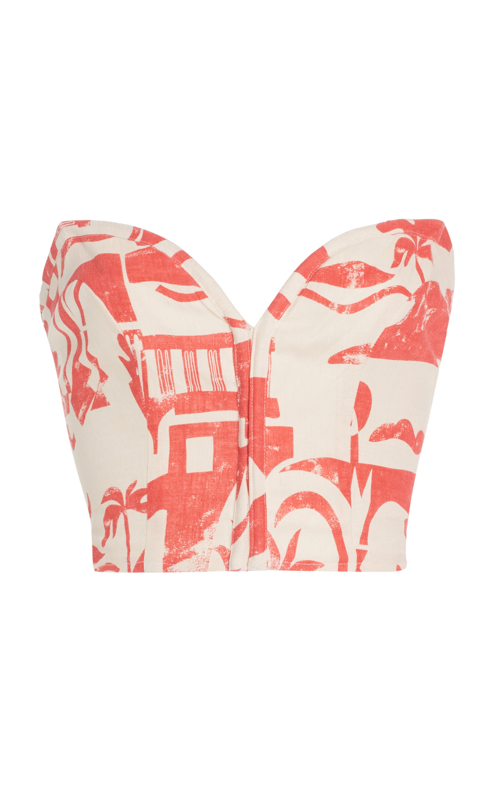 Rilynn Printed Woven-Hemp Strapless Top | Moda Operandi (Global)