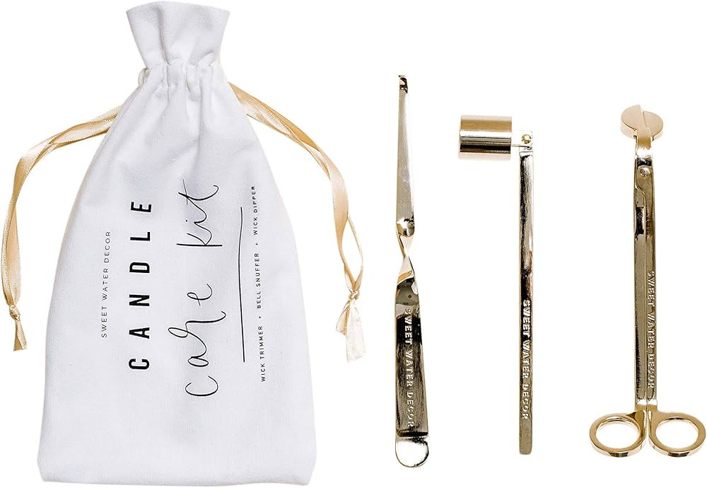 Sweet Water Decor Candle Care Kit | Golden Candle Accessory Set Includes Wick Trimmer, Wick Dippe... | Amazon (US)