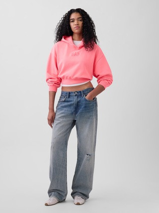 VintageSoft Oversized Crop Logo Hoodie | Gap (US)