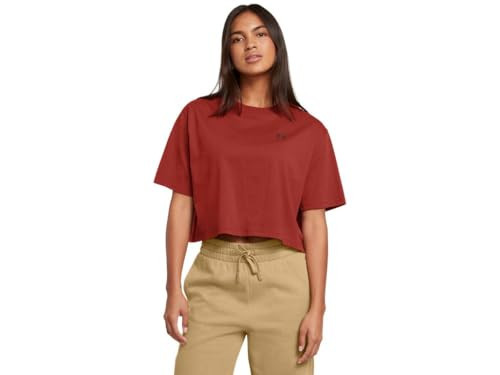 Under Armour Womens Boxy Crop Logo Short Sleeve T Shirt, (840) Earthen Orange / / Black, XX-Small | Amazon (US)