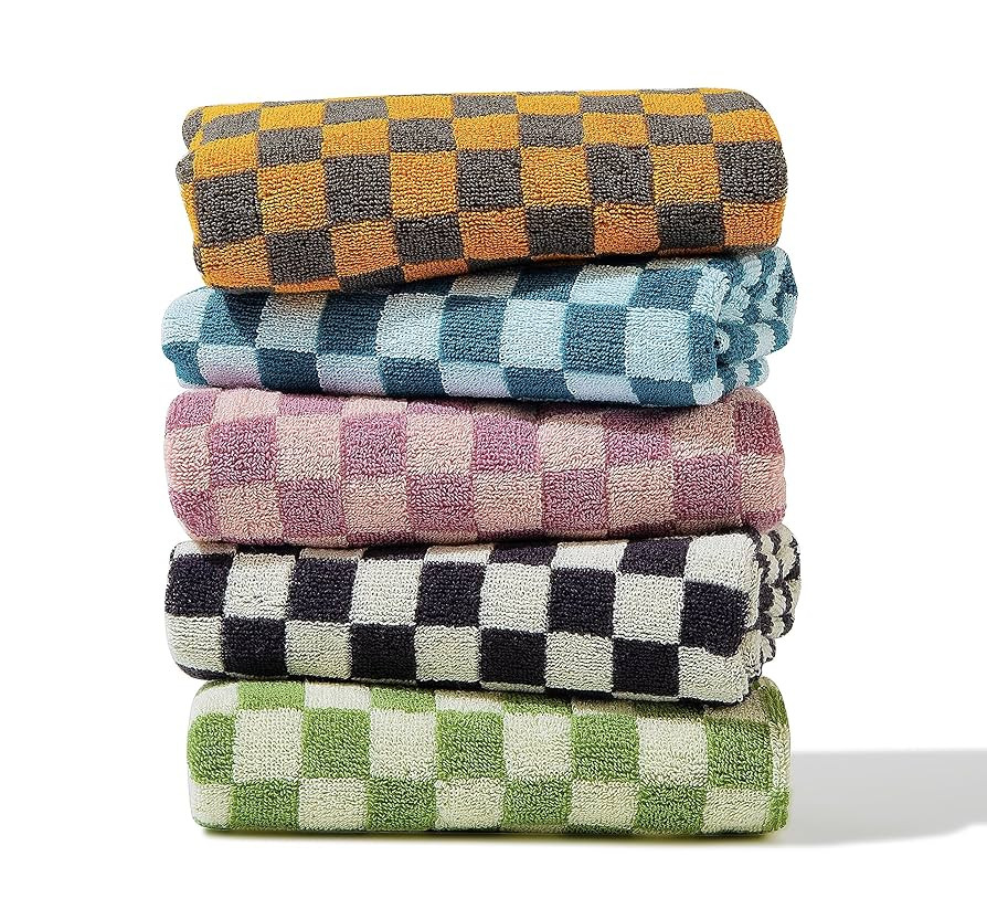 Hand Towels 5 Pack - Cotton Face Towels Soft, Absorbent, and Decorative Checkered Design for Bath... | Amazon (US)
