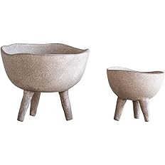 Creative Co-Op Large Matte Taupe Terracotta Footed Planter, 4" | Amazon (US)
