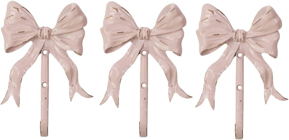 Shabby Chic Large Wall Mounted Bow Coat Hook,Decorative Pink Wall Hook for Scarf, Bag, Towel, Hat... | Amazon (US)
