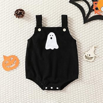 Halloween Baby Girl Boy Outfit Pumpkin Ghost Romper Corduroy Overalls Sleeveless Jumpsuits Fall U... | Amazon (US)