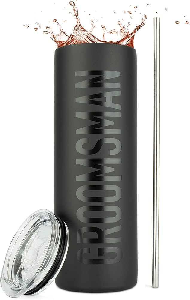 JENVIO Groomsmen Gifts | 20oz Steel Matte Black Travel Tumbler/Mug for Coffee or Cold Drinks | Gr... | Amazon (US)